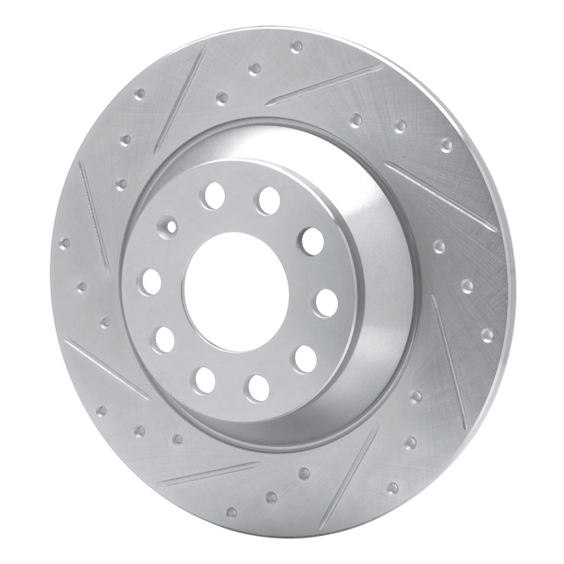 Audi A6 Quattro Brake Rotor (1) - Rear Left - R1 Concepts - Drilled & Slotted - Silver - `05-`11